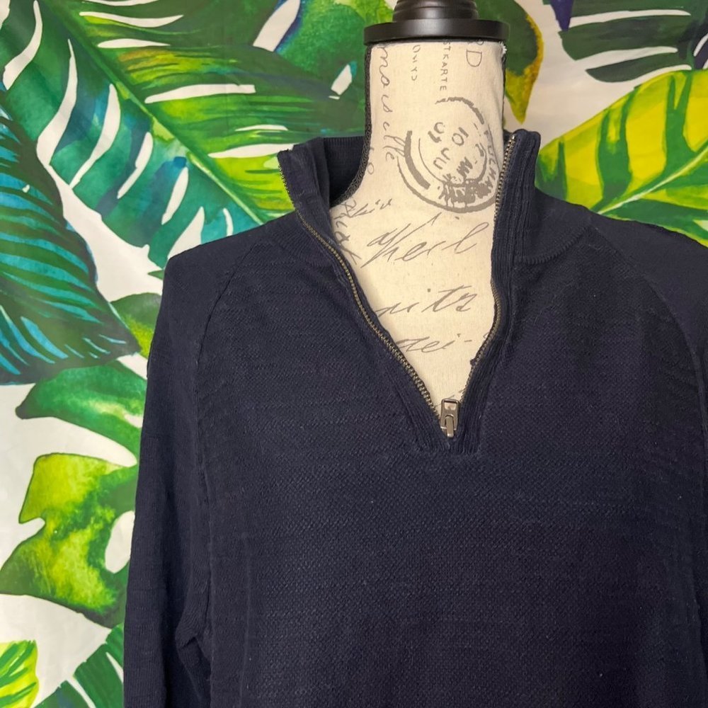 J.Crew Men's Medium Dark Blue Grandpacore  Winter 1/4  Zip Work Comfy Sweater